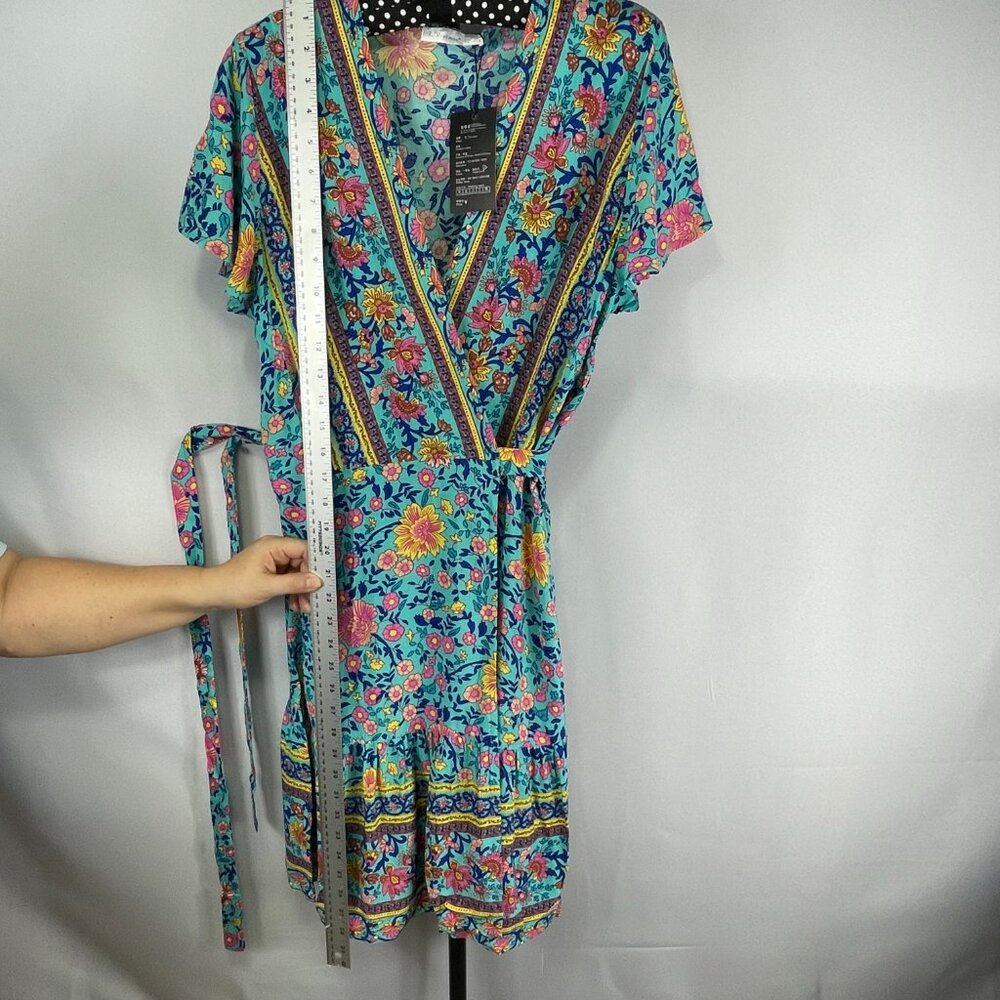 R Vivimos Sarong Boho Print Dress with waist ties, size 6 - Picture 6 of 7